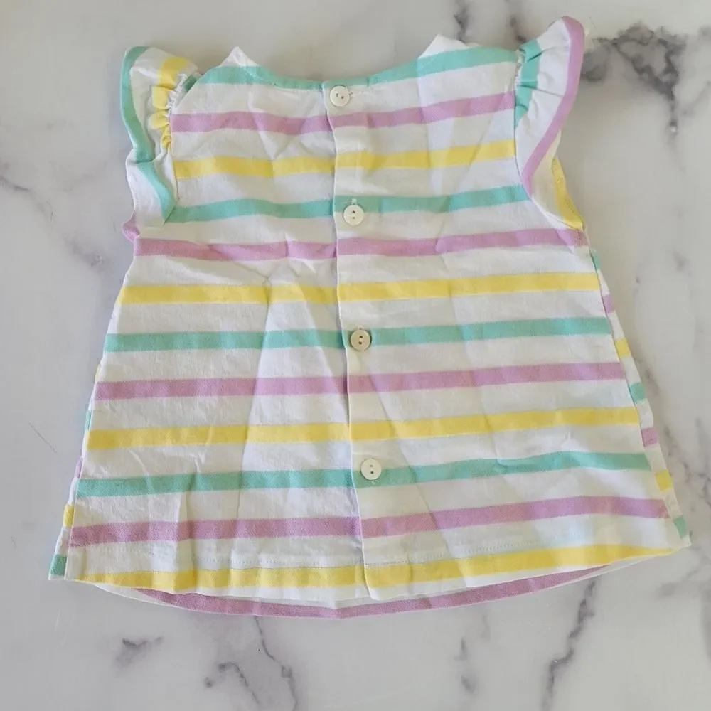 Petit confection 18 month Striped pastel spring promenade top bloomer set outfit
